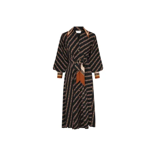 Zimmermann SS25 Длинное Платье с Длинными Рукавами Женское Черное