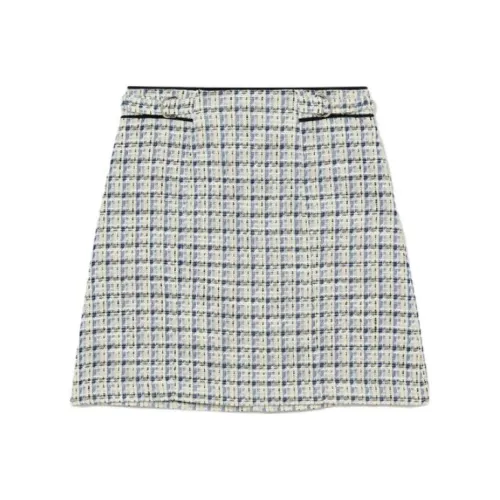 CLUB MONACO Повседневные короткие юбки Женские Желтый и синий плед