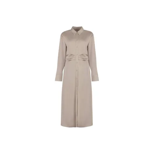 Calvin Klein Длинное платье с длинными рукавами женское цвет тауповый