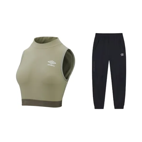 Umbro Набор Carapace Зеленый Жилет + Staring Черные Брюки Женские Фитнес-комплекты