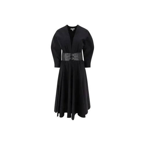 Alaia Длинное платье с длинными рукавами женское черное