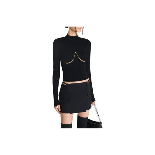 DION LEE SS24 LINGERIE Шерсть Мини Юбка Повседневная Короткая Юбка Женская Черная