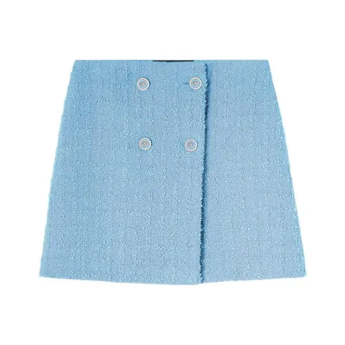 FANSIZHE SS24 Повседневная короткая юбка женская светло-синяя