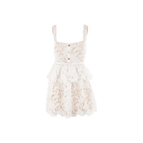 Self Portrait Без рукавов Платье Женское Белое