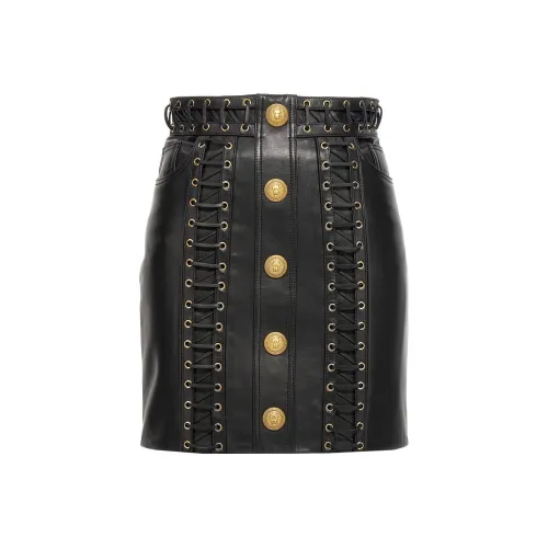 BALMAIN Кожаные короткие юбки для женщин