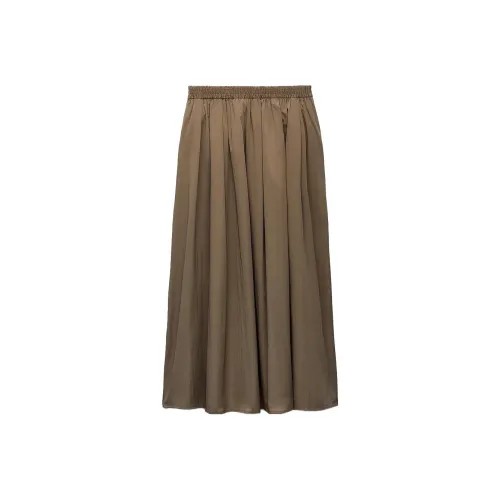 ZARA Хаки Женские Повседневные Длинные Юбки