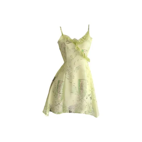 TUSHIFEI Юбка-платье Женское Желто-зеленое