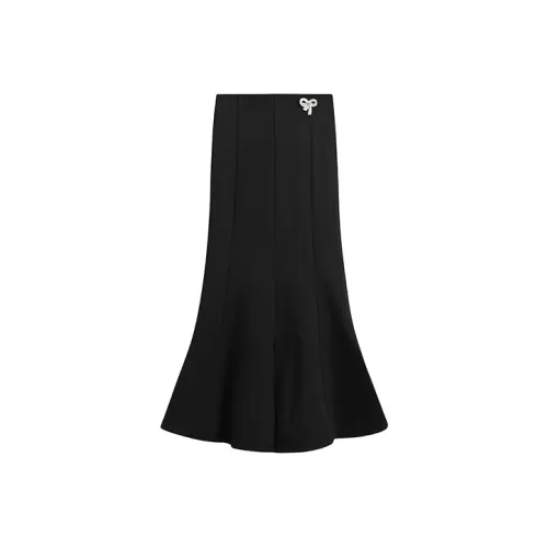 MOPB Повседневный Длинный Юбка Женские Черный