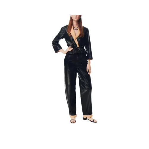 CHANEL Кожаные брюки женские черные