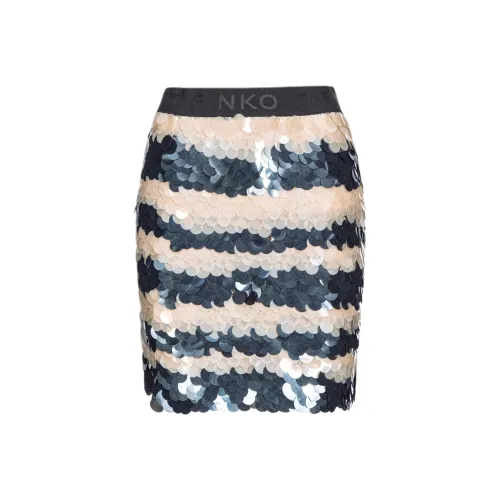 PINKO Сетка Mini Skirt с блестящими полосами Повседневные короткие юбки Женские Черный белый