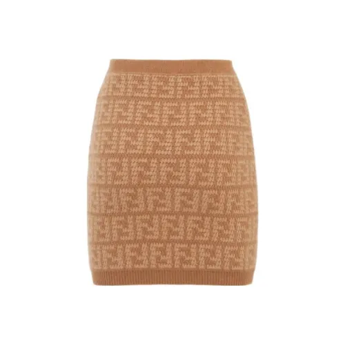 FENDI FW23 Повседневные короткие юбки Женские Коричневый