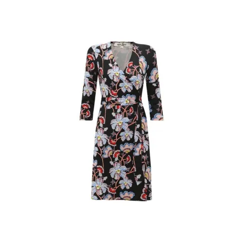 DVF Diane Von Furstenberg FW23 Длинное платье с длинными рукавами женское черное