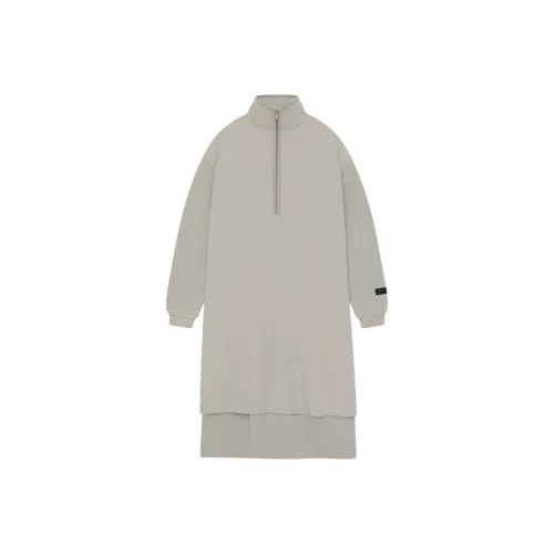 Fear of God Essentials SS24 Drop2 WOMEN'S Нейлон Флис Mockneck Свитер Платье Длинный Sleeved Платье Женские Тюлений серый