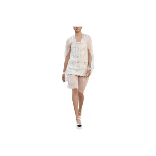 CHANEL 25S Весенняя Летняя Коллекция Без рукавов Платье Женское Белое