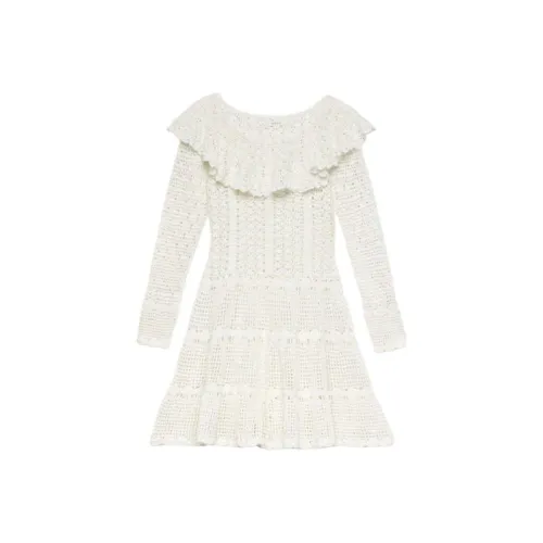 DOEN CAPUCINE Платье в жемчужном цвете длинное с длинными рукавами женское белое