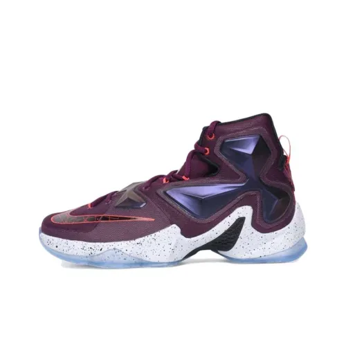 Nike Lebron 13 Противоскользящие Устойчивые к истиранию Высокие Баскетбольные Кроссовки Мужские Темно-красные