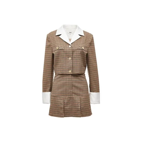 Only H91 Chu MI Клетчатый Женские Комплекты с юбкой