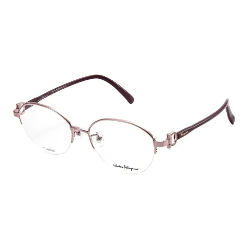 FERRAGAMO Wa Металл Овал Оправы для очков Унисекс Розовый