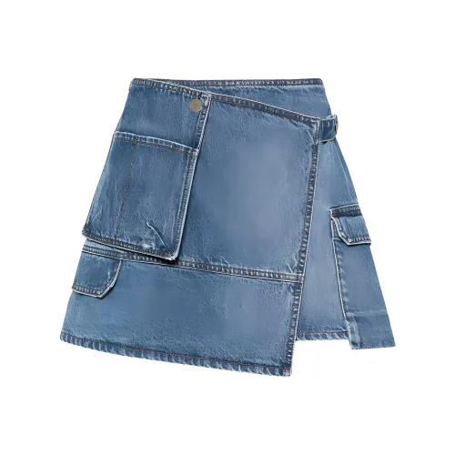 MSGM Джинсовые короткие юбки Женские Средний синий