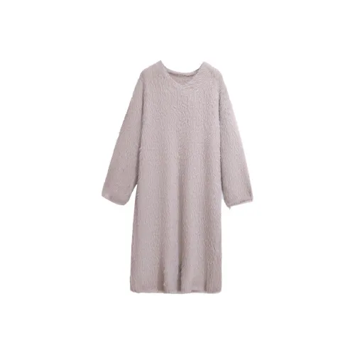 Silky Queen Длинное платье с длинными рукавами женское серое