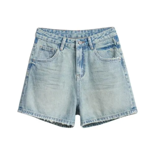 Ran and pure Светло-синие Женские джинсовые шорты