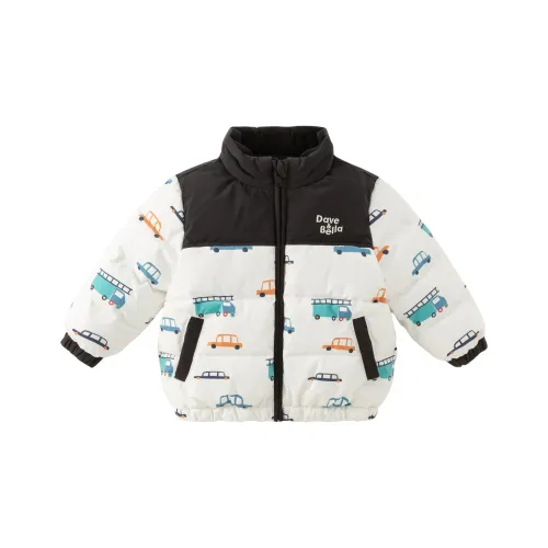 DAVE BELLA Хлопковый пуховик Car с принтом детский