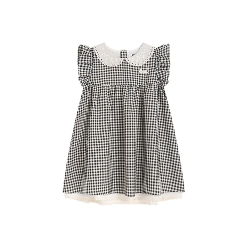 ZUKIZUKI Короткое платье с короткими рукавами женское черно-белая клетка