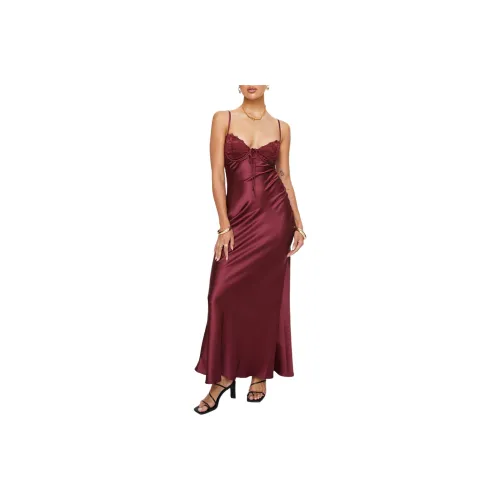 PRINCESS POLLY Fadyen Bias Cut Maxi Dress Slip Платье Женские Burgundy Бургунди