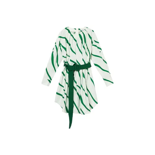 DIYAN Длинное платье с длинными рукавами женское с зелеными полосами