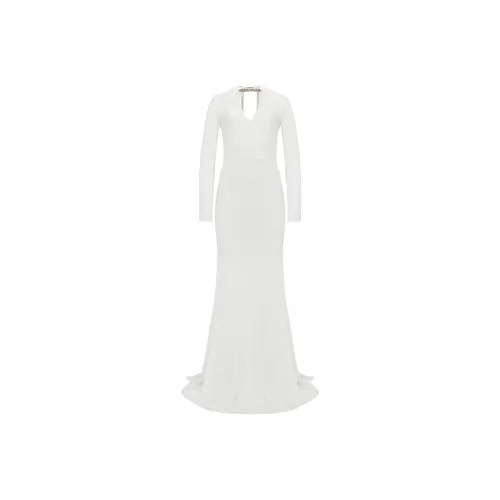 Alexander McQueen Белое Женское Длинное Платье с Рукавами