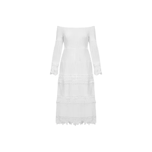 GUESS Длинное платье с длинными рукавами женское белое
