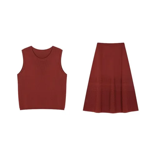 Mo Han Yi Mei SS24 Комплект с юбкой Женские Кирпично-красный
