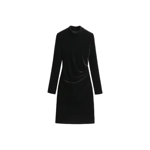 Silky Queen Длинное платье с длинными рукавами женское черное