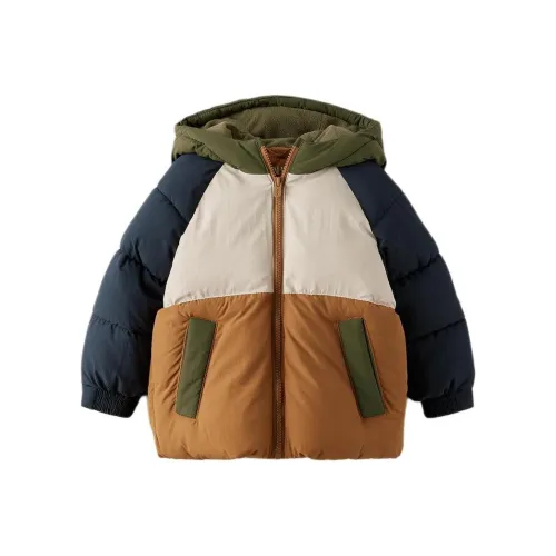 ZARA Хлопковый пуховик Телесный Морской синий Детский