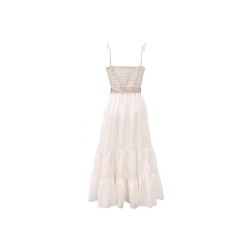 ETSE Slip Платье Женские Розовый Гороховый узор Maxi Юбка