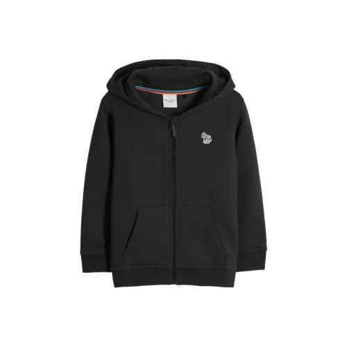 Paul Smith FW23 Детская одежда ZIP UP Зебра Логотип Толстовка Куртки Пальто Детский Черный
