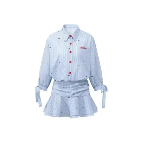 COHX Длинное платье с длинным рукавом женское синее