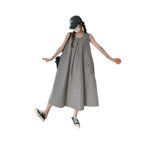 TEME Серые Женские Платья без рукавов