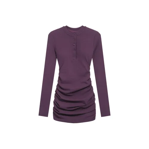 ABBY GODDESS Длинное платье с длинными рукавами женское фиолетовое