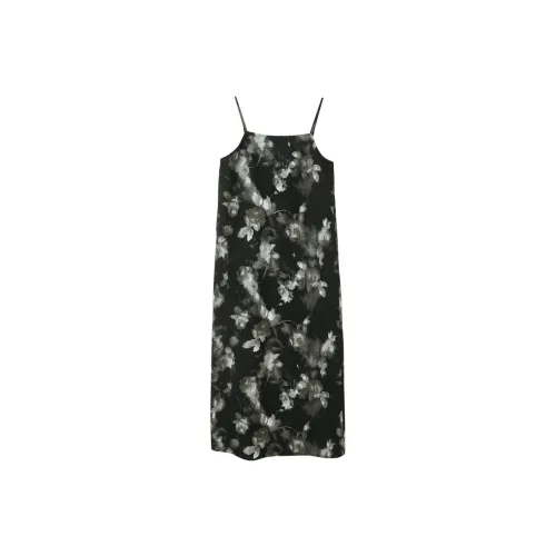 3COLOUR Юбка-платье Женское Черный Цветочный