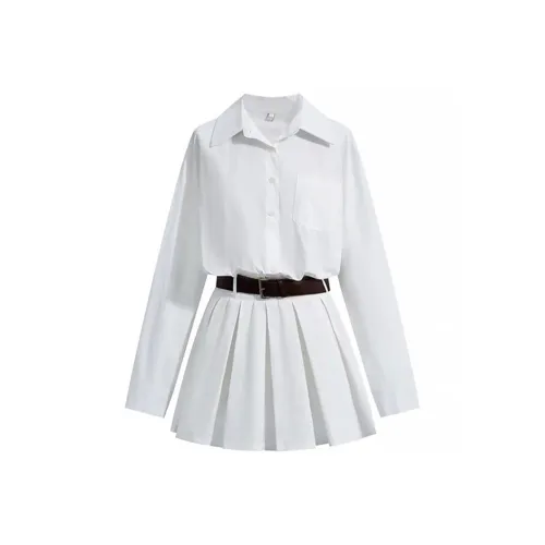 ETSE Длинное платье с длинными рукавами женское белое