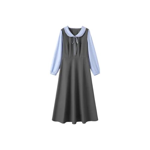 SHIRAN Длинное платье с длинными рукавами женское серое