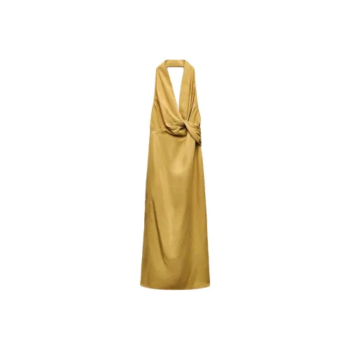 ZARA ZW Series Женские платья без рукавов, цвет горчичный