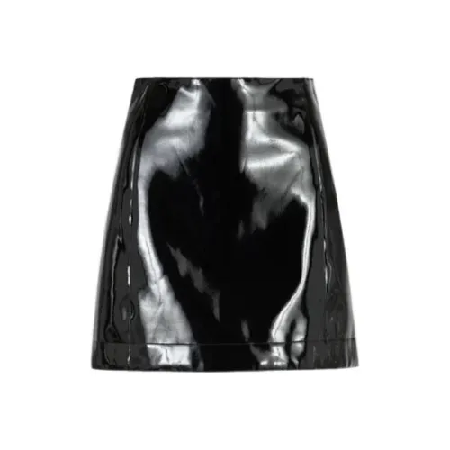 EMPORIO ARMANI Кожаные короткие юбки Женские Черный