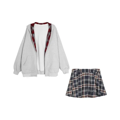 Ice Cream And Whale Длинный рукав Комплект с юбкой Женские