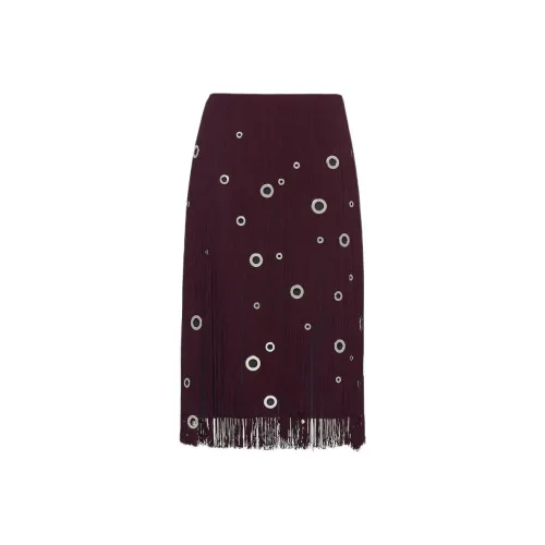 PRADA SS24 Повседневная длинная юбка женская темно-красного цвета