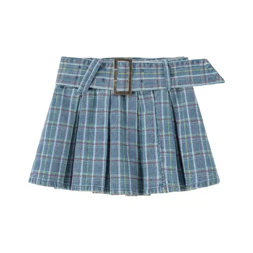 CHUU Повседневные короткие юбки женские синий клетка