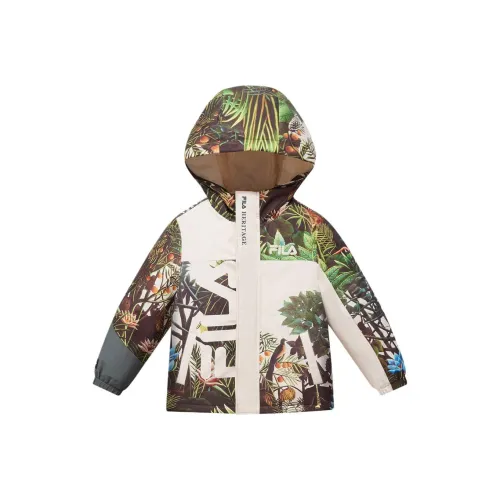 FILA KIDS x Jean Jacques Rousseau Коллаборация Хлопковый пуховик С принтом по всей поверхности Для подростков