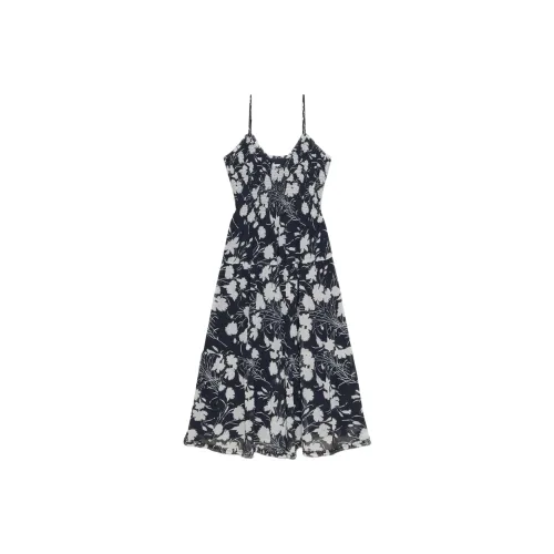 ARITZIA WILFRED Тубероза Платье Slip Платье Женское Темно-ночной Темно-синий Светло-синий с Черным и Белым Принт