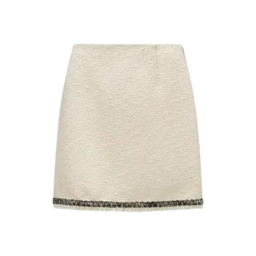 Moncler Твид Мини Юбка Повседневная Короткая Юбка Женская Белая